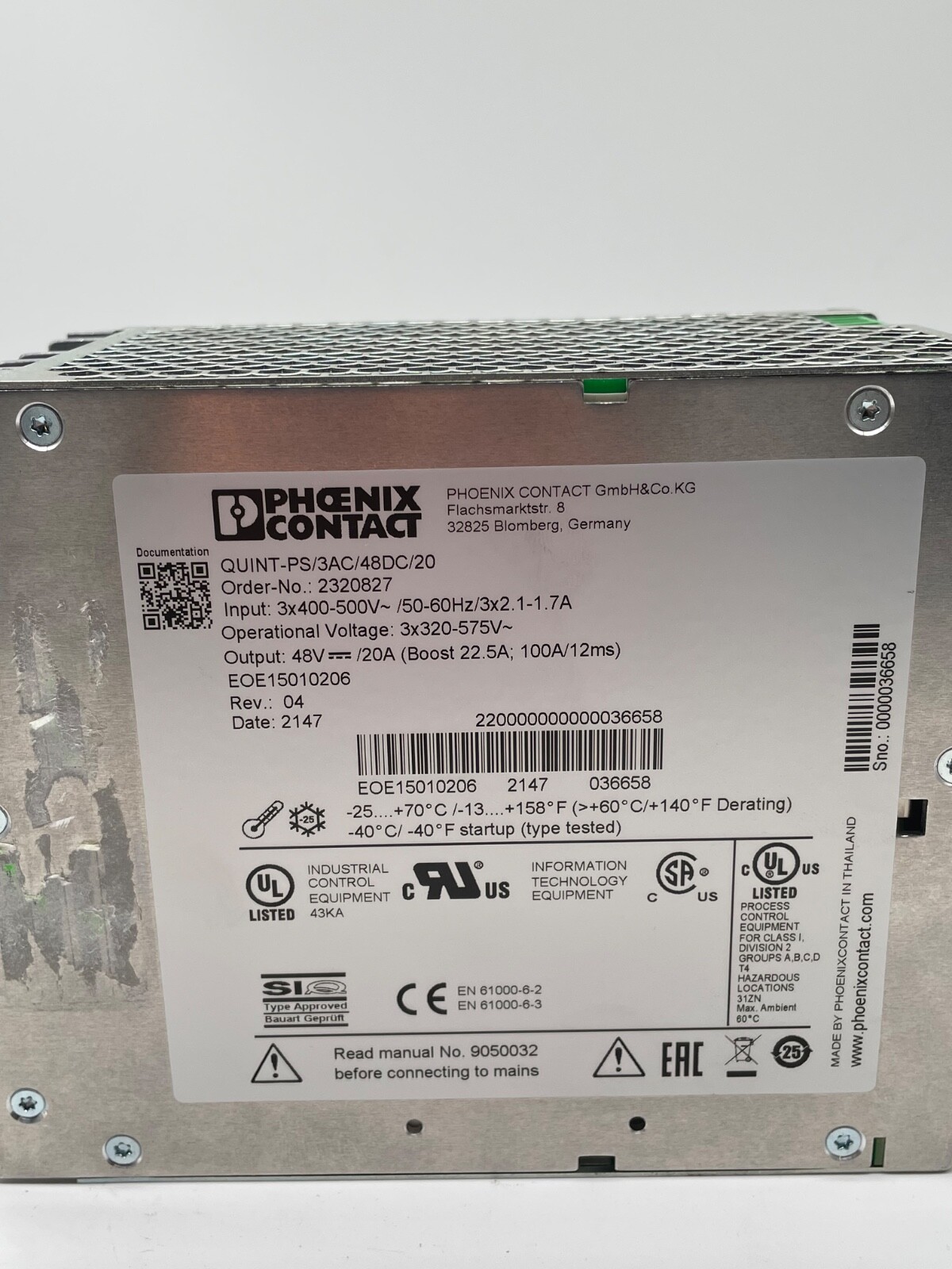 Phoenix Contact QUINT-PS/3AC/48DC/20 Netzteil 48 V DC, 20 A (2320827) - Bild 2