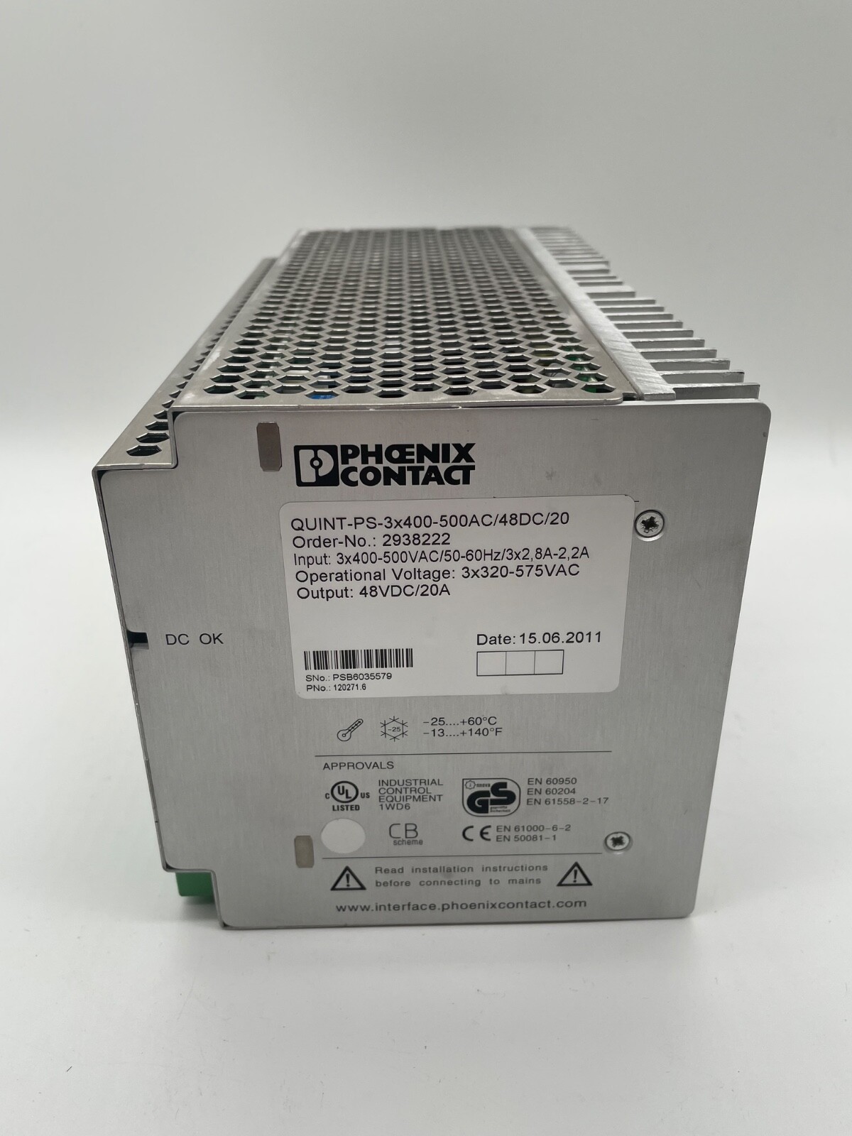 Phoenix Contact QUINT-PS-3X400-500AC/48DC/20 Netzteil, 48 V DC / 20 A, 3-phasig (Best.-Nr. 2938222) - Bild 6
