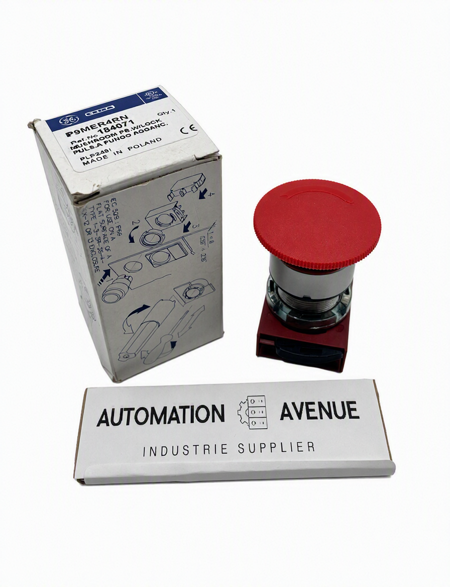 ABB P9MER4RN Mushroom Pushbutton Head 40 mm, red, twist release, IP66 (1SFA184071R9001)