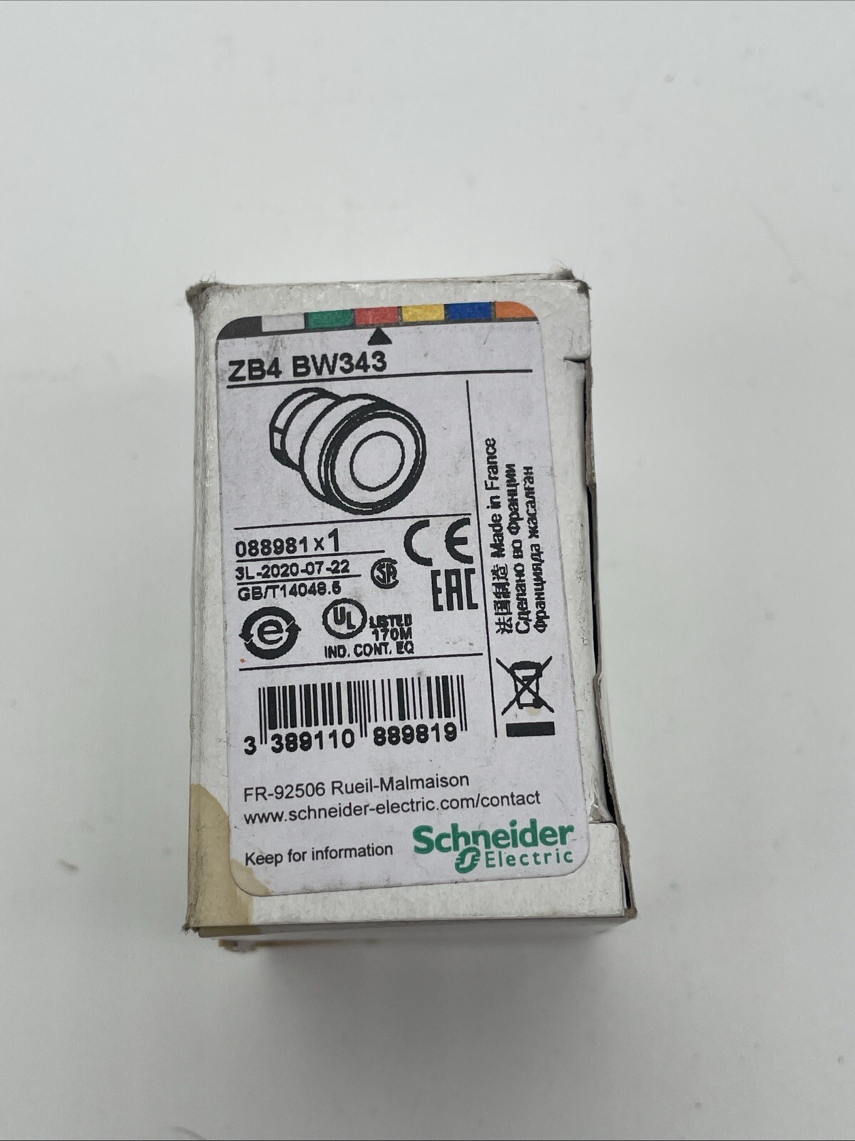 Schneider Electric ZB4BW343 Leuchtdrucktaster-Kopf, rot, flach, Metall, 22 mm (Harmony XB4) – ORIGINALVERPACKT - Bild 3