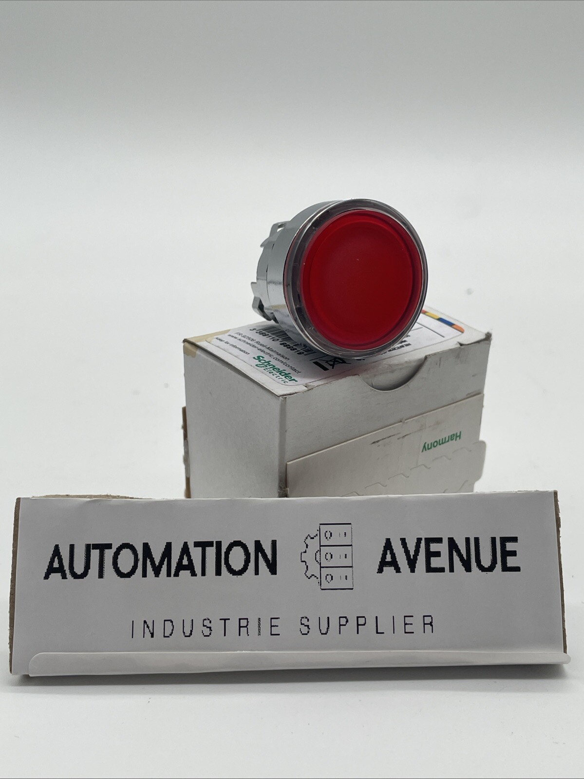 Schneider Electric ZB4BW343 Leuchtdrucktaster-Kopf, rot, flach, Metall, 22 mm (Harmony XB4) – ORIGINALVERPACKT