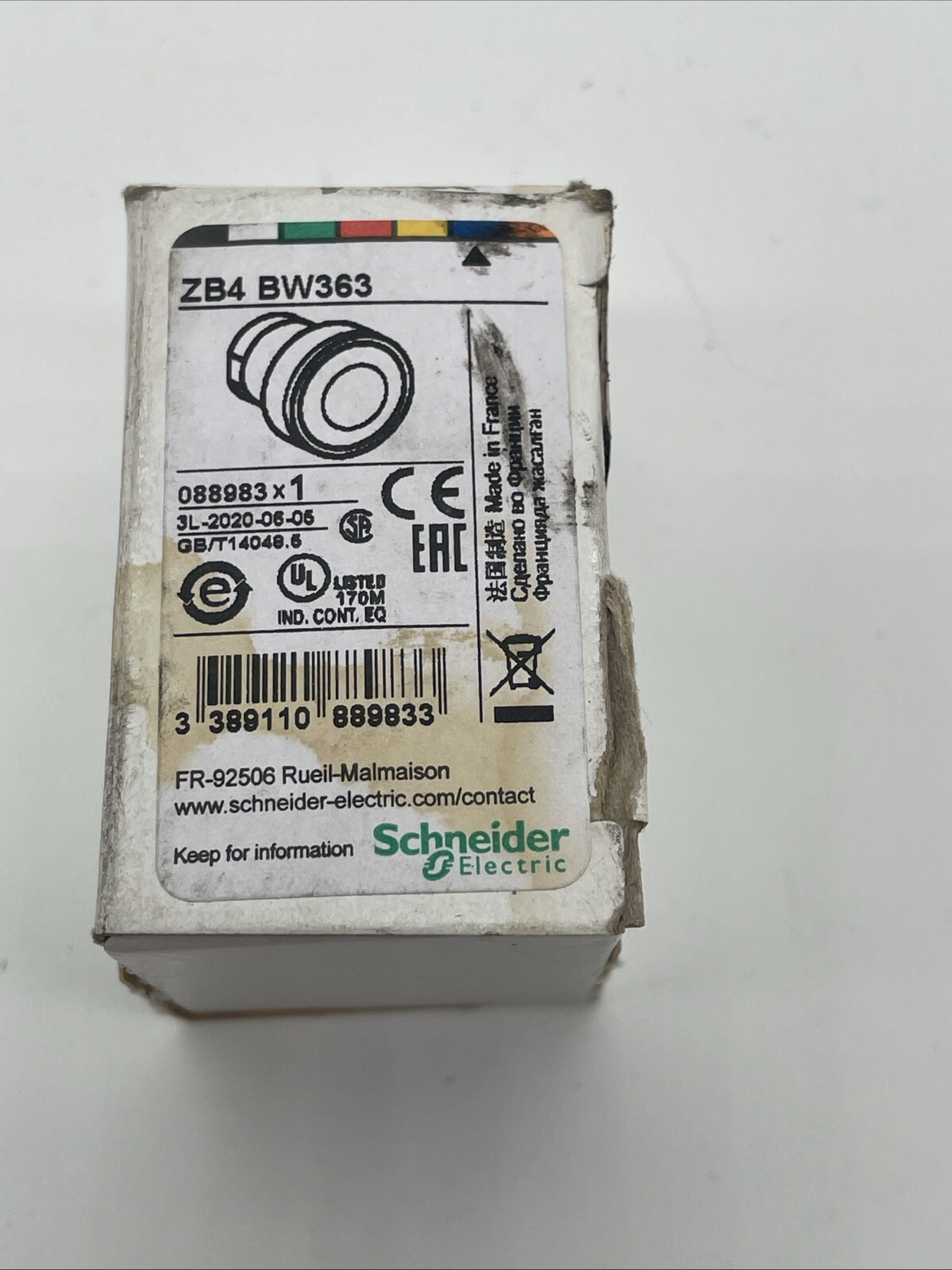 Schneider Electric ZB4BW363 Leuchtdrucktaster-Kopf, blau, flach, 22 mm (Harmony XB4) - Bild 3