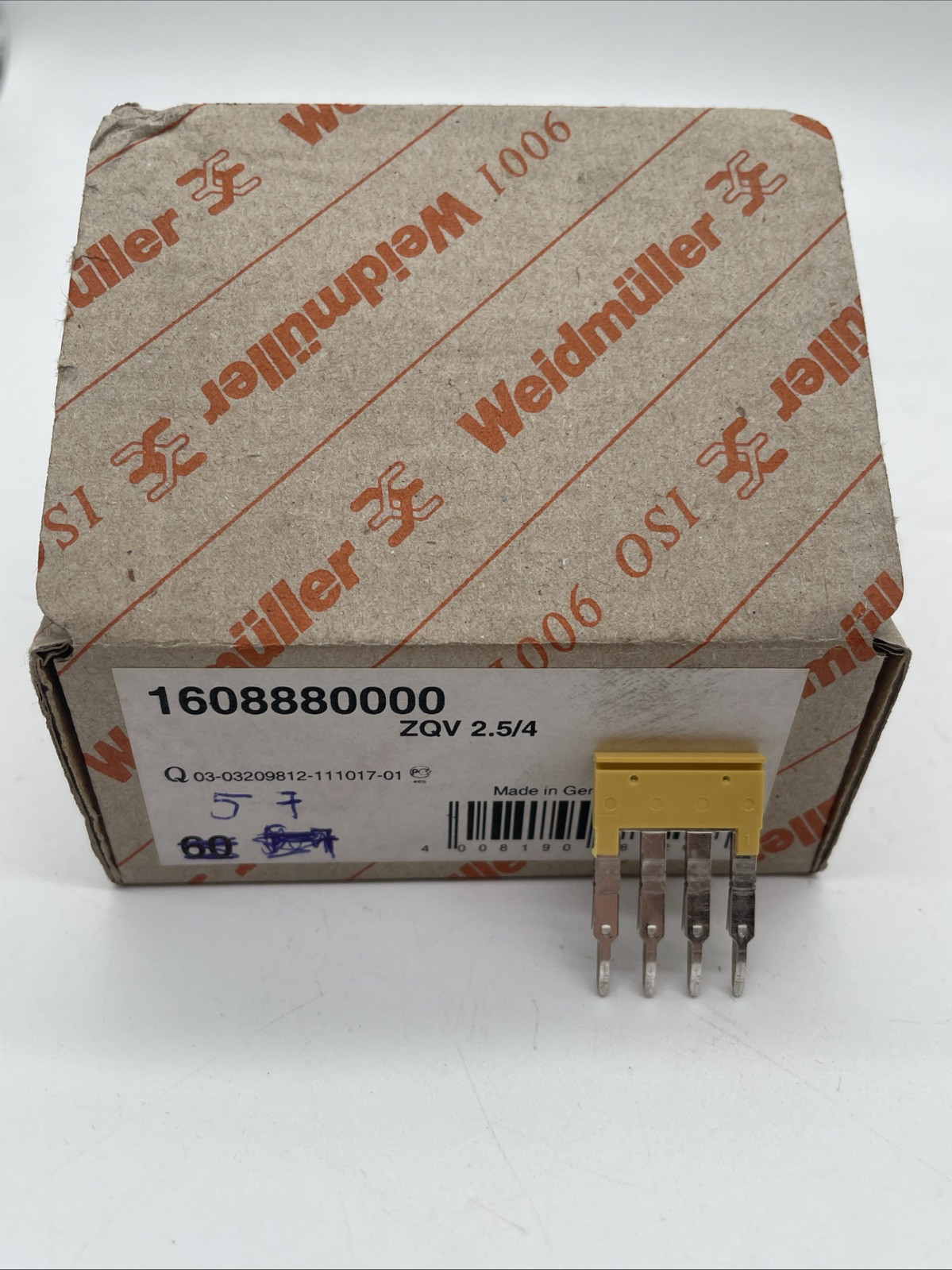 57 Stück Weidmüller Querverbinder ZQV 2.5/4 (1608880000) – 4-polig, 5,1 mm, gelb - Bild 2