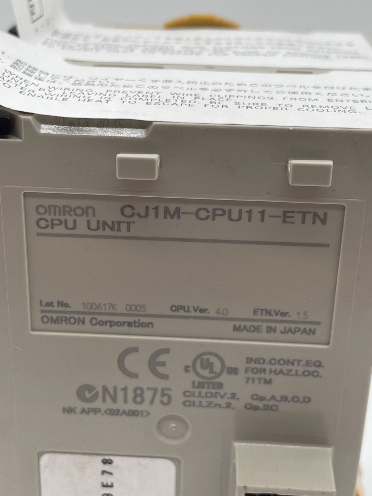 OMRON SYSMAC CJ1M-CPU11-ETN – CPU-Einheit mit integrierter Ethernet-Funktion - Bild 4