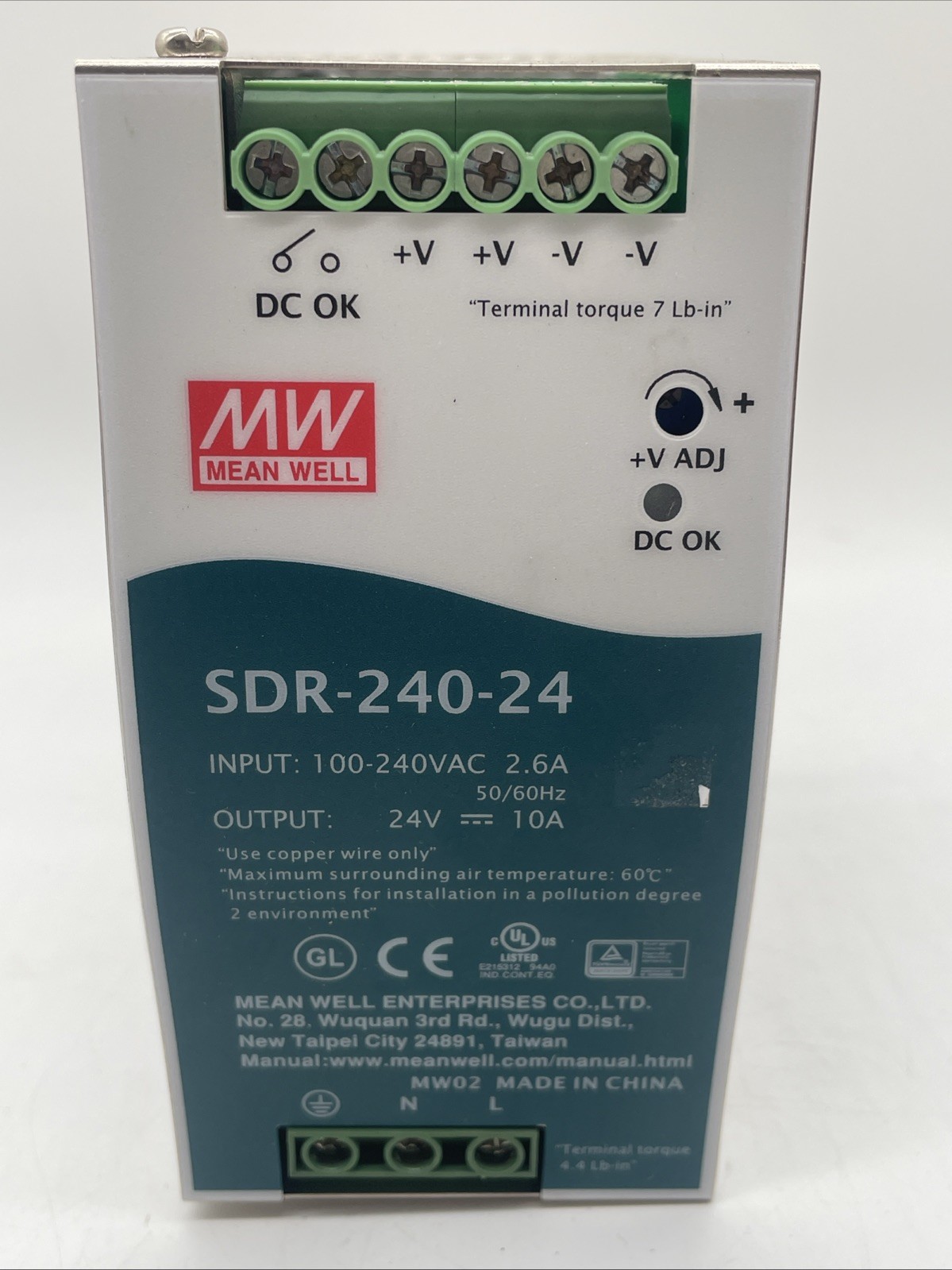MEAN WELL SDR-240-24 DIN-Schienen-Netzteil 24V 10A (240W) mit PFC - Bild 3