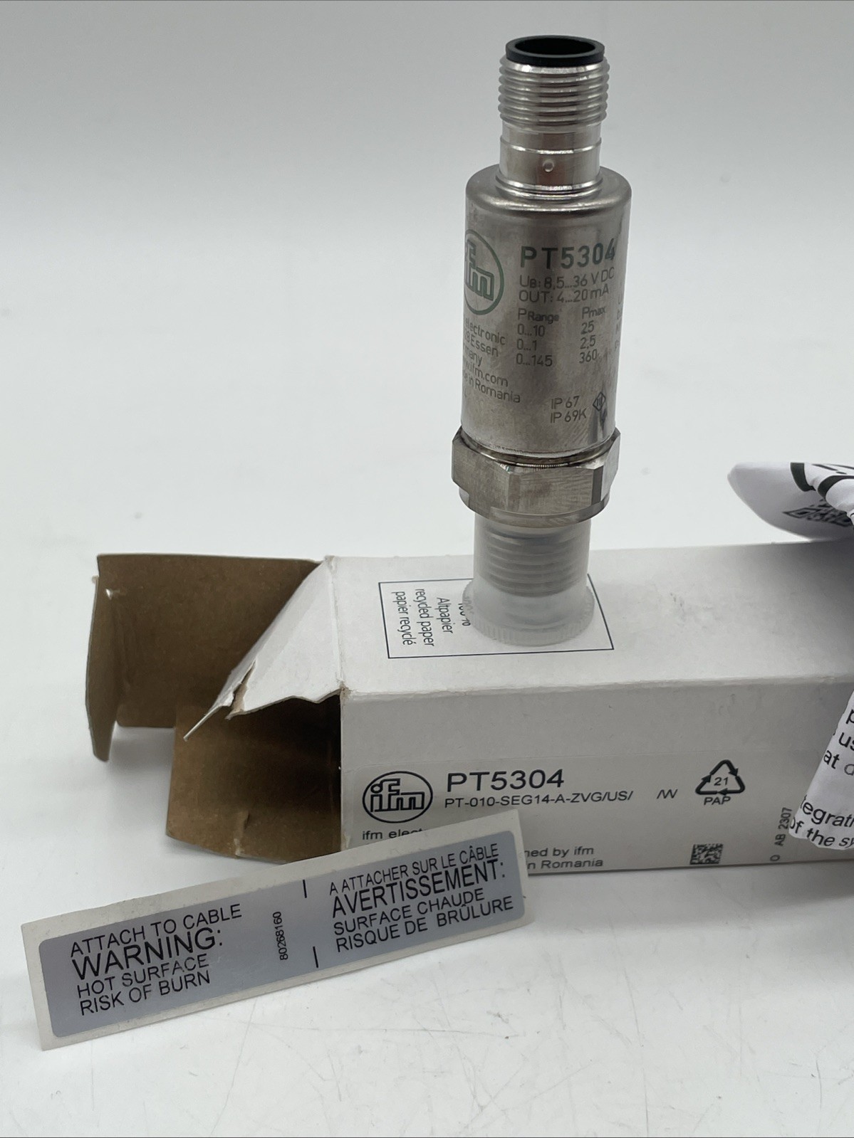 ifm PT5304 Drucktransmitter 0…10 bar, G1/4, 4–20 mA, M12 - Bild 5