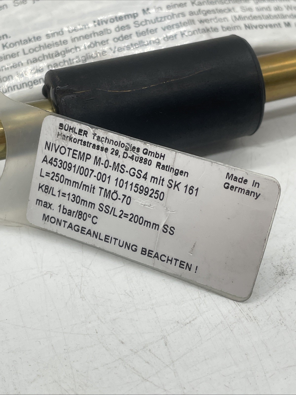 Bühler NIVOTEMP M-0-MS-GS4 mit SK161 – Niveauschalter für Tankeinbau (Neu) - Bild 2