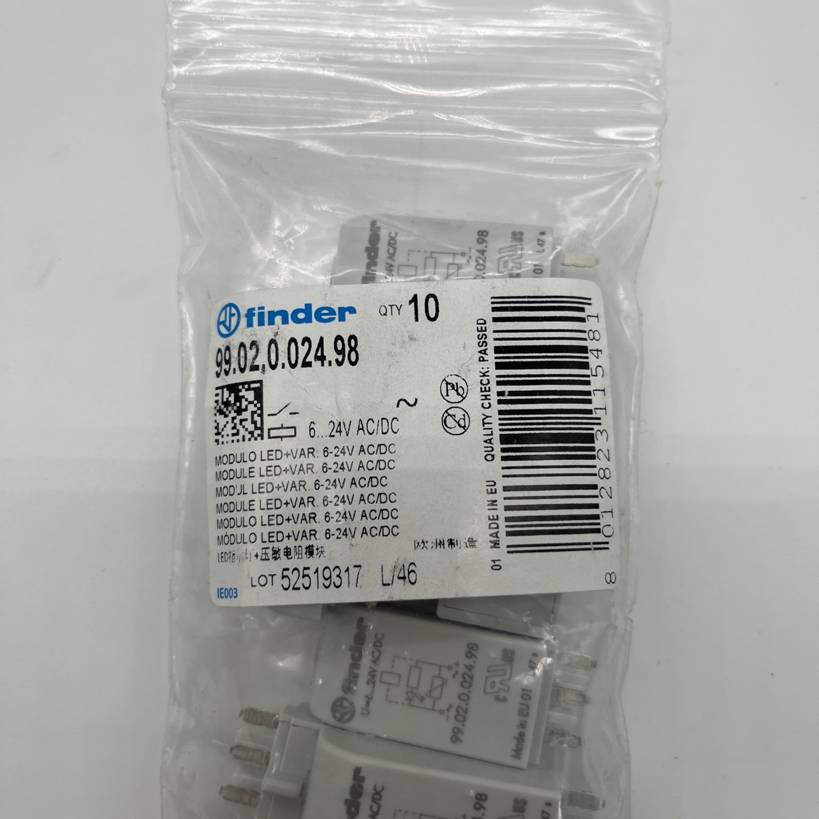 Finder 99.02.0.024.98 LED+Varistor Modul – 10 Stück - Bild 2