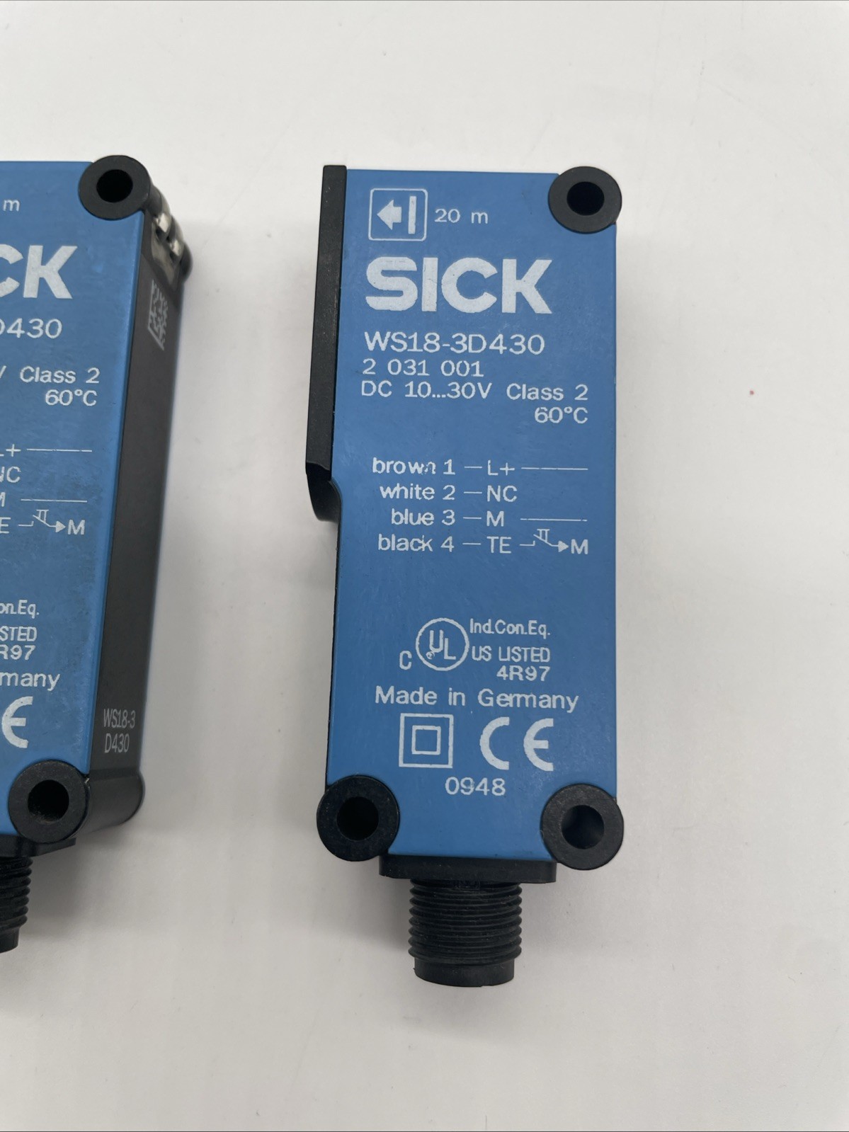 2x SICK WS18-3D430 Einweg-Lichtschranke (Sender) 20 m – W18-3, PNP, M12 - Bild 3