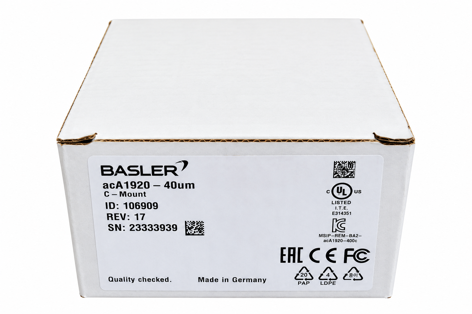 Basler acA1920-40um | USB 3.0 Monochromkamera | 106909