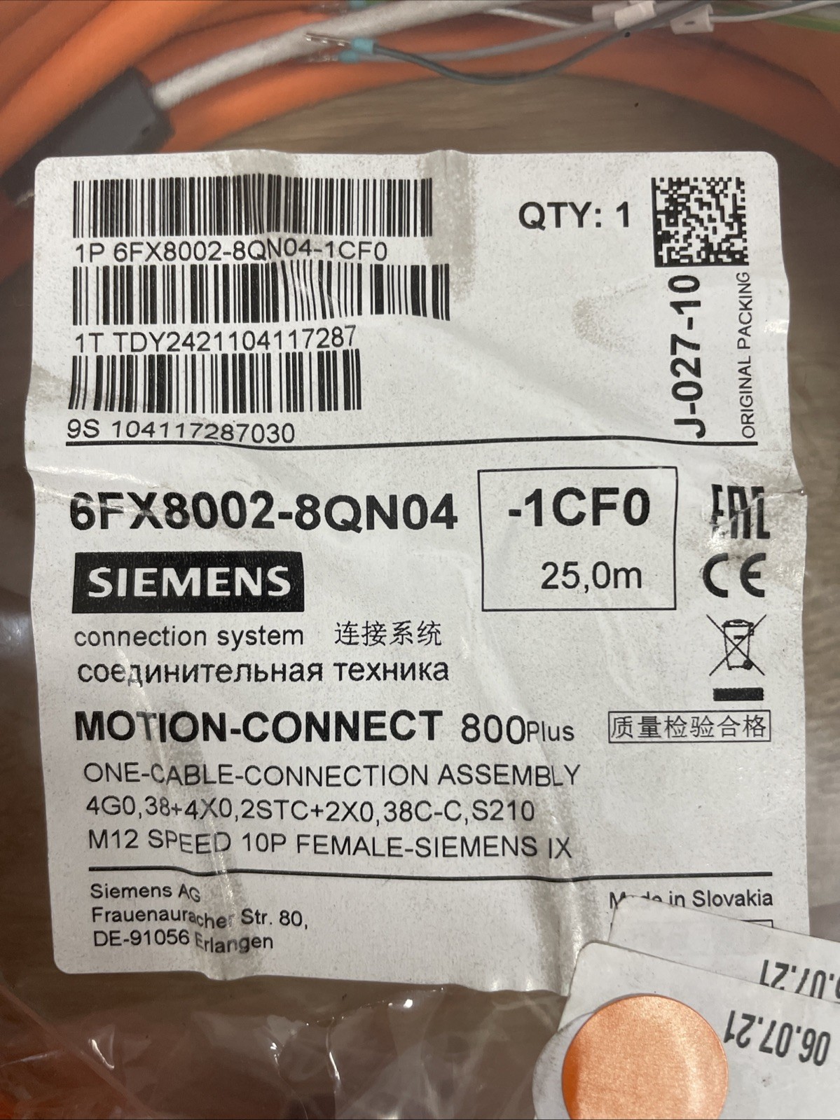 Siemens Motion-Connect 800Plus Einkabelleitung 6FX8002-8QN04-1CF0, 25 m - Bild 2