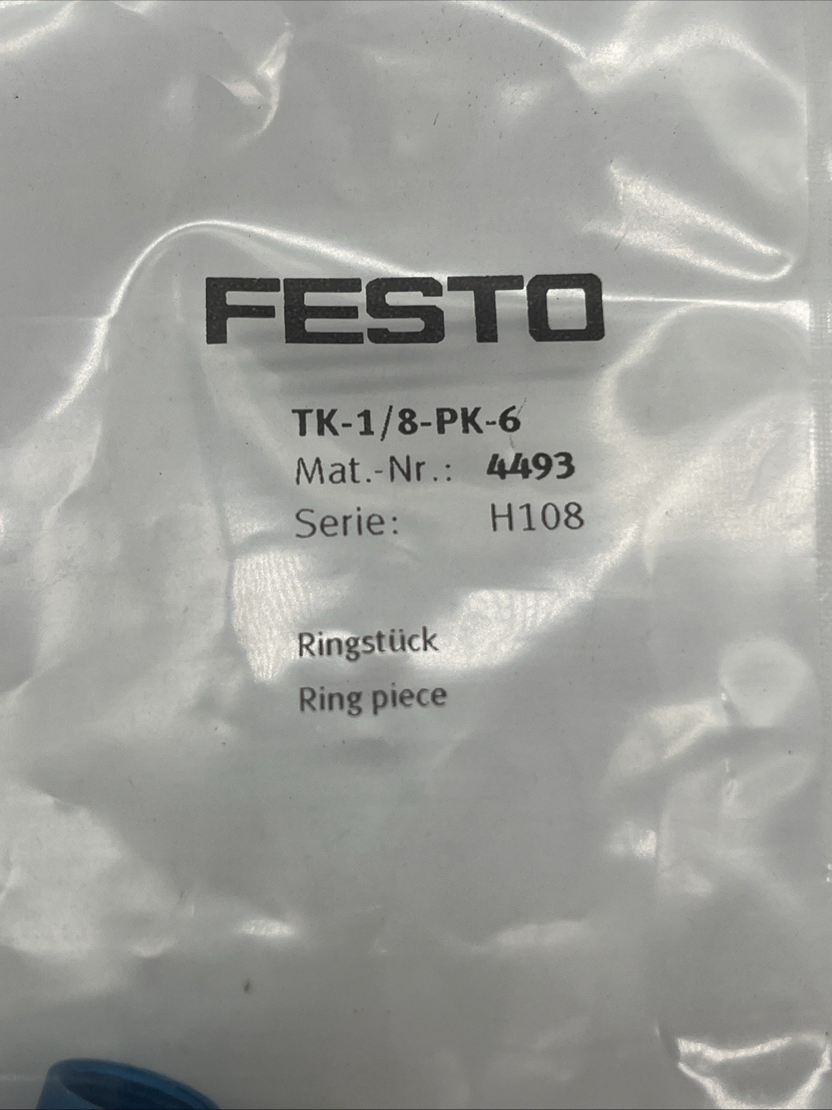 Festo 4493 TK-1/8-PK-6 Ringstück – NEU - Bild 2