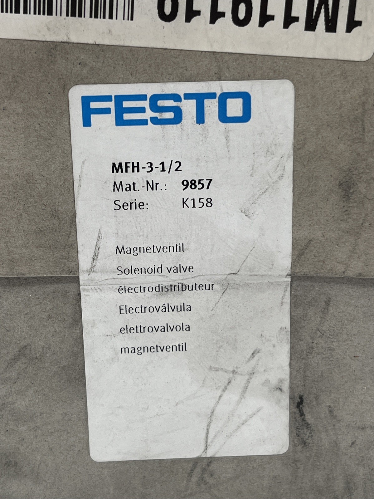 Festo 9857 MFH-3-1/2 Magnetventil 3/2-Wege, G1/2, 3700 l/min – NEU / VERSIEGELT - Bild 2