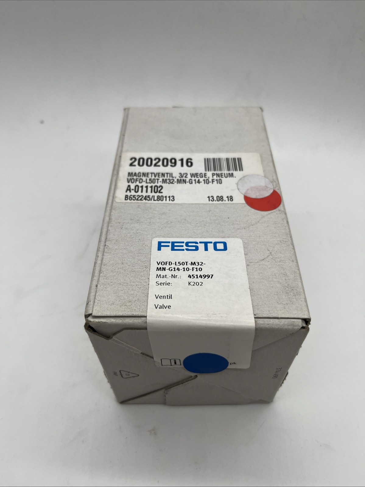 Festo VOFD-L50T-M32-MN-G14-10-F10 (4514997) Magnetventil 3/2-Wege, G1/4, 0–10 bar, 493 l/min – NEU / VERSIEGELT - Bild 3