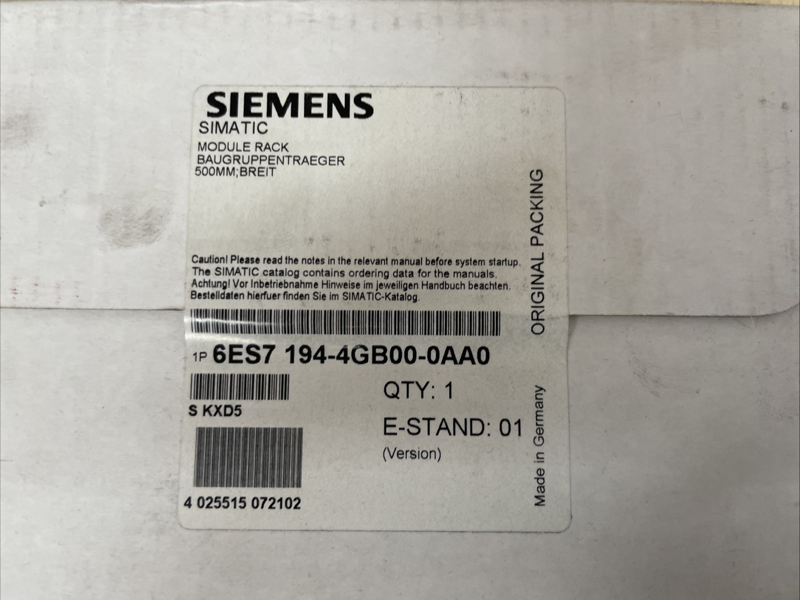 SIEMENS 6ES7194-4GB00-0AA0 Modulträger / Rack - Bild 2