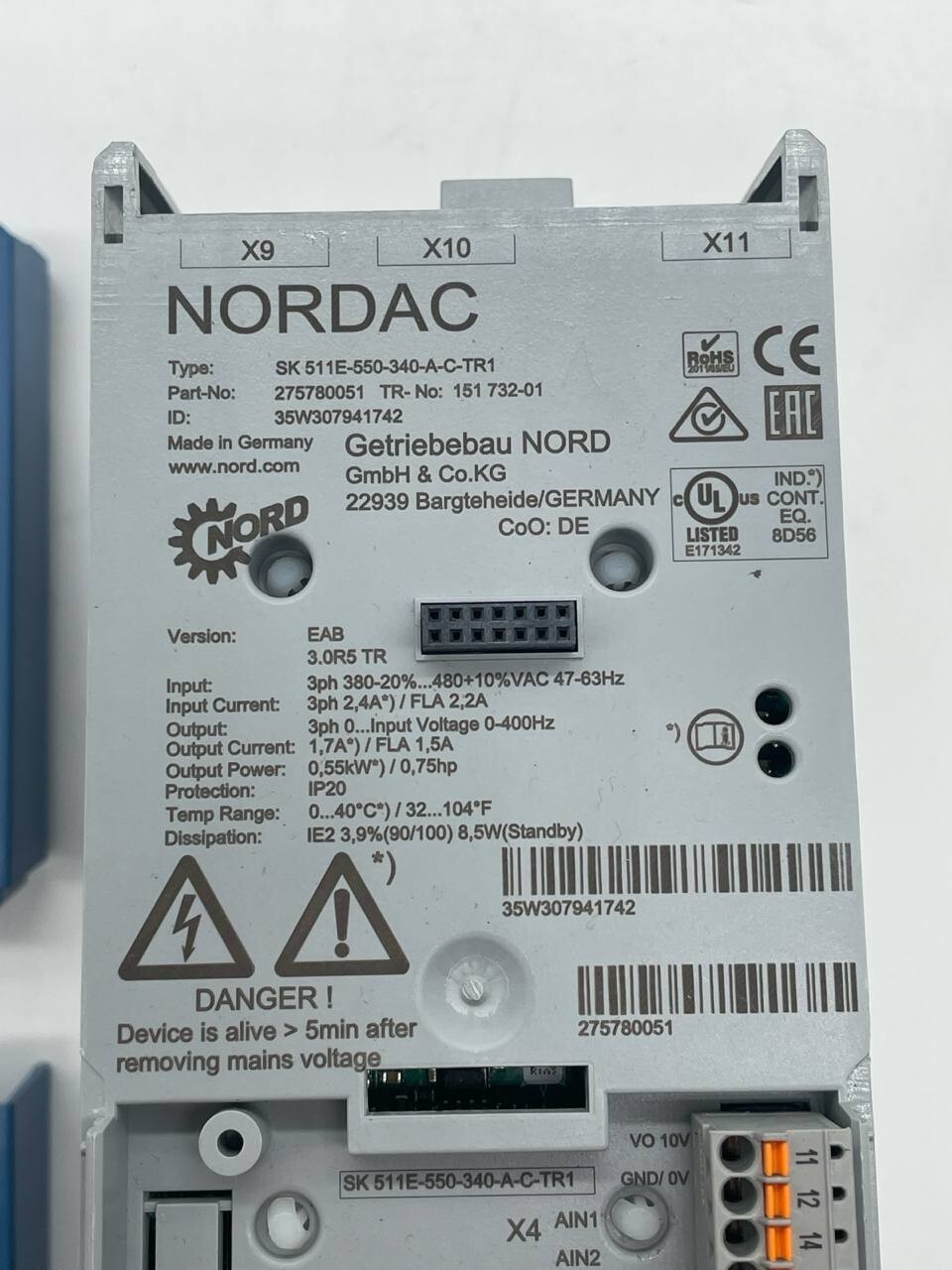 NORD NORDAC PRO SK 511E-550-340-A-C-TR1 Frequenzumrichter 0,55 kW, 3~380–480 V - Bild 3