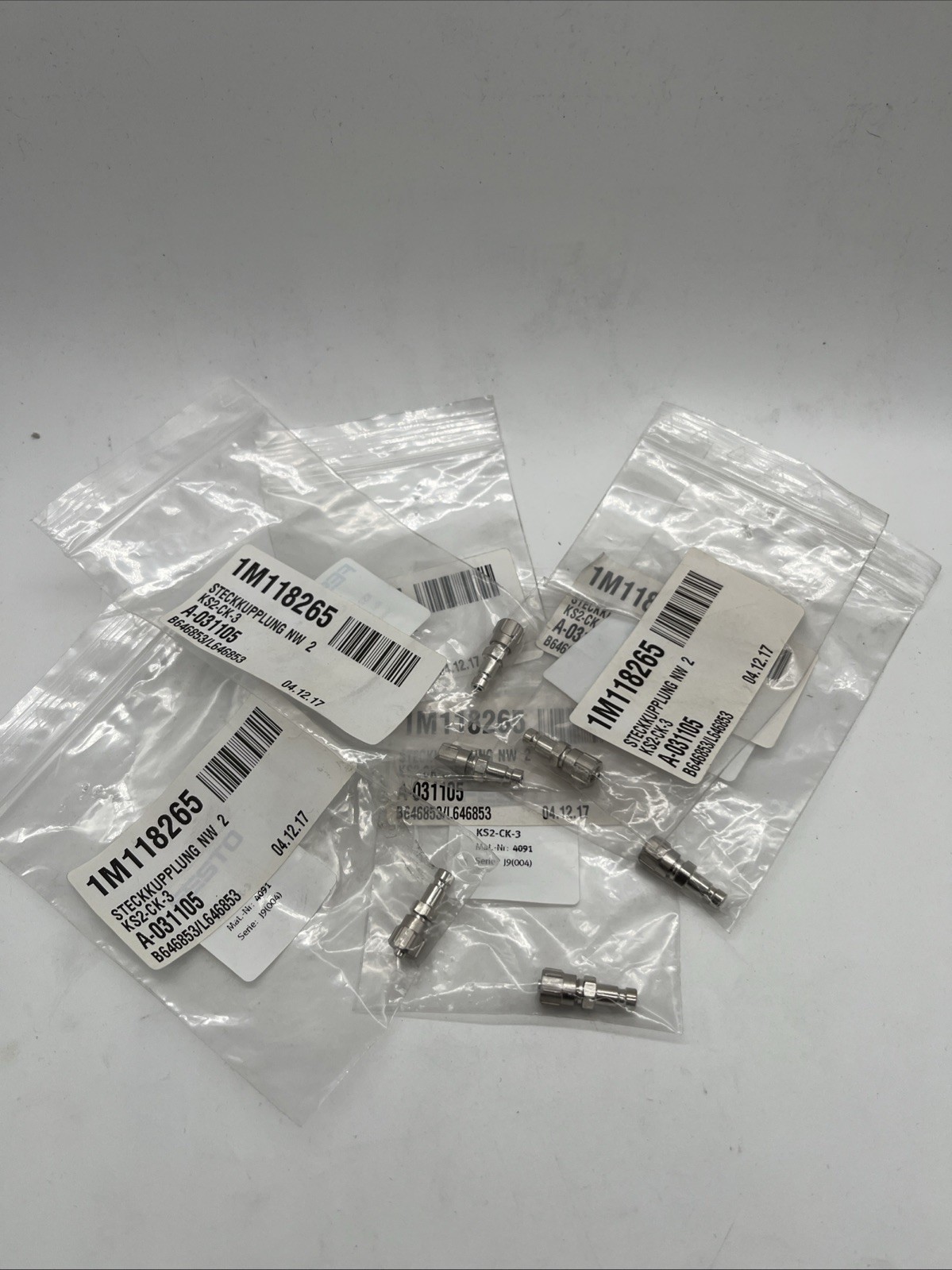 FESTO KS2-CK-3 Coupling Connector, Order No. 4091 (6 pieces) – New
