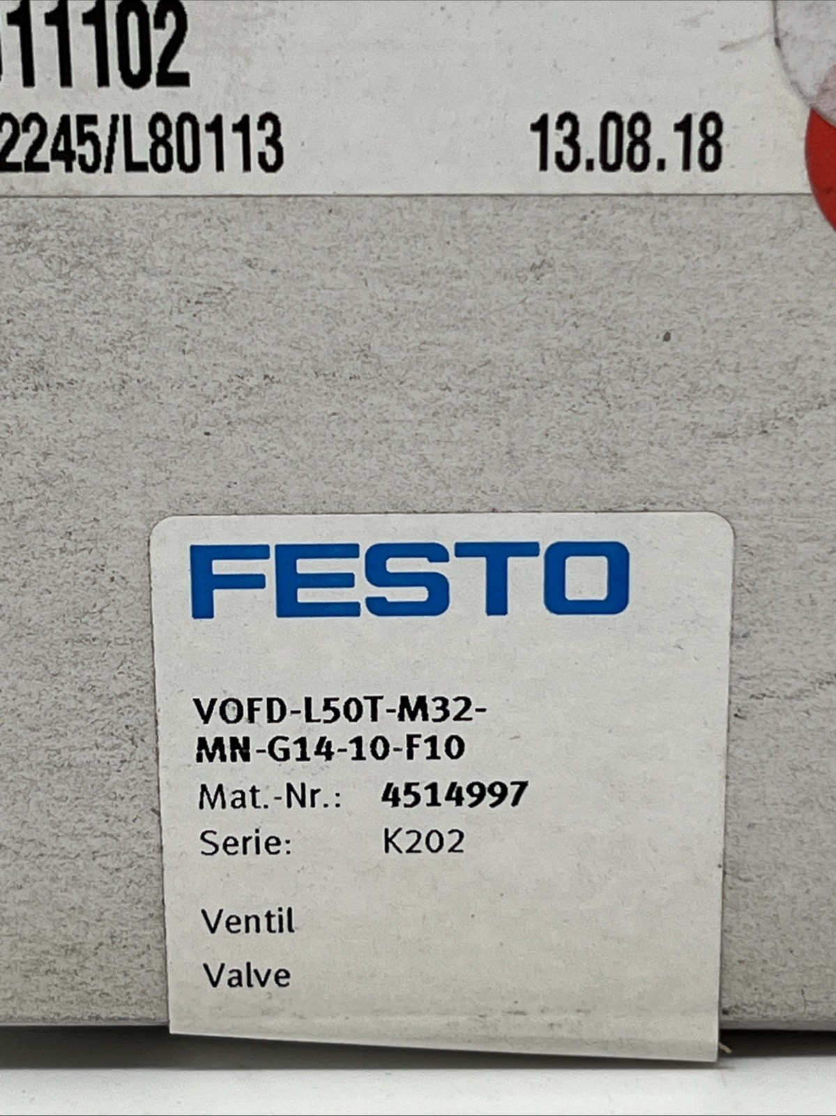 Festo VOFD-L50T-M32-MN-G14-10-F10 (4514997) Magnetventil 3/2-Wege, G1/4, 0–10 bar, 493 l/min – NEU / VERSIEGELT - Bild 2