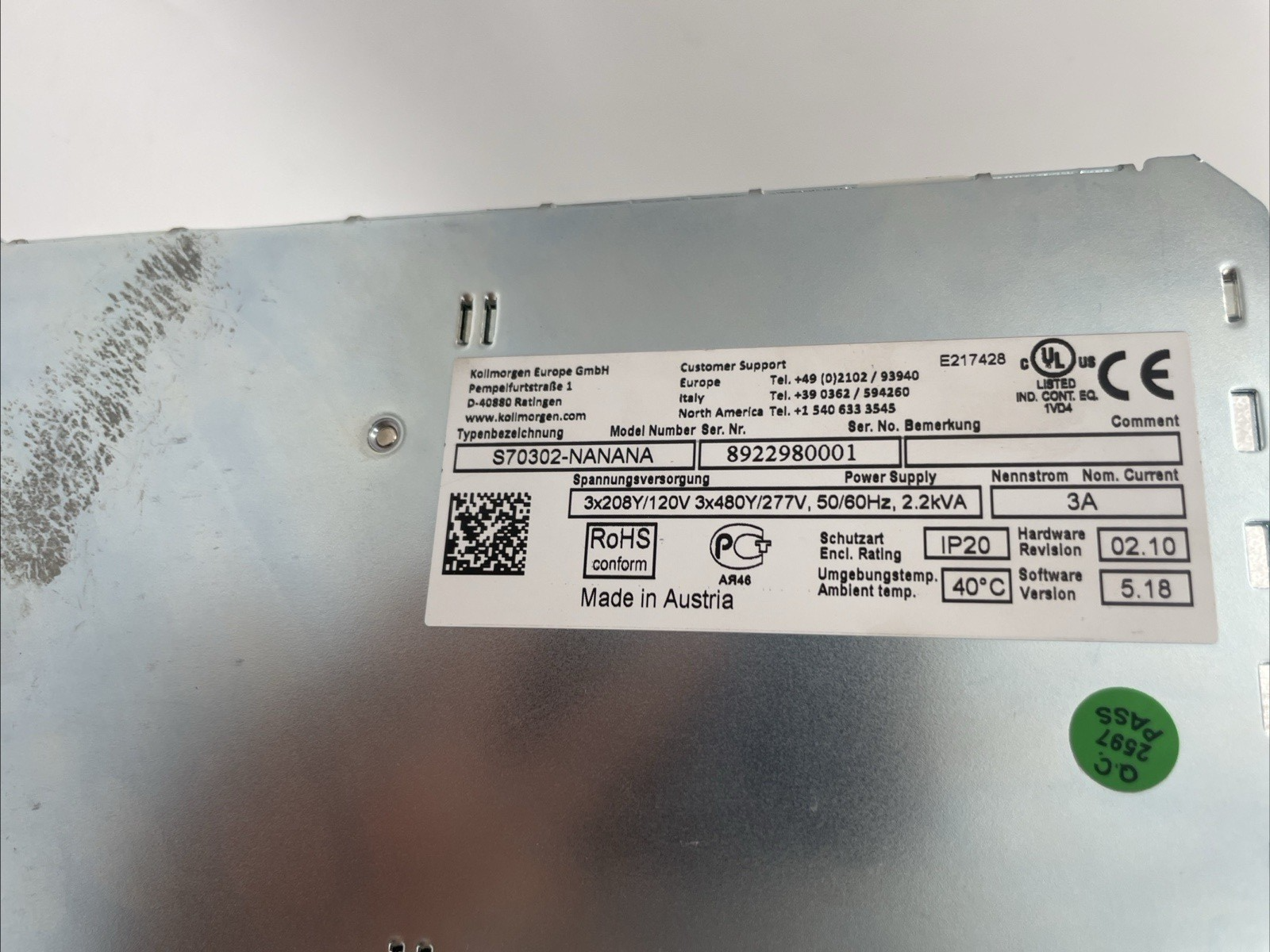 Kollmorgen S700 Servo Amplifier S70302-NANANA 2.2 kVA 3A - Bild 4