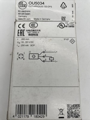 ifm OU5034 (OUT-HPKG/US-100-DPS) Reflexlichttaster, PNP, Hellschaltung, 200 mm, IP67 - Bild 3