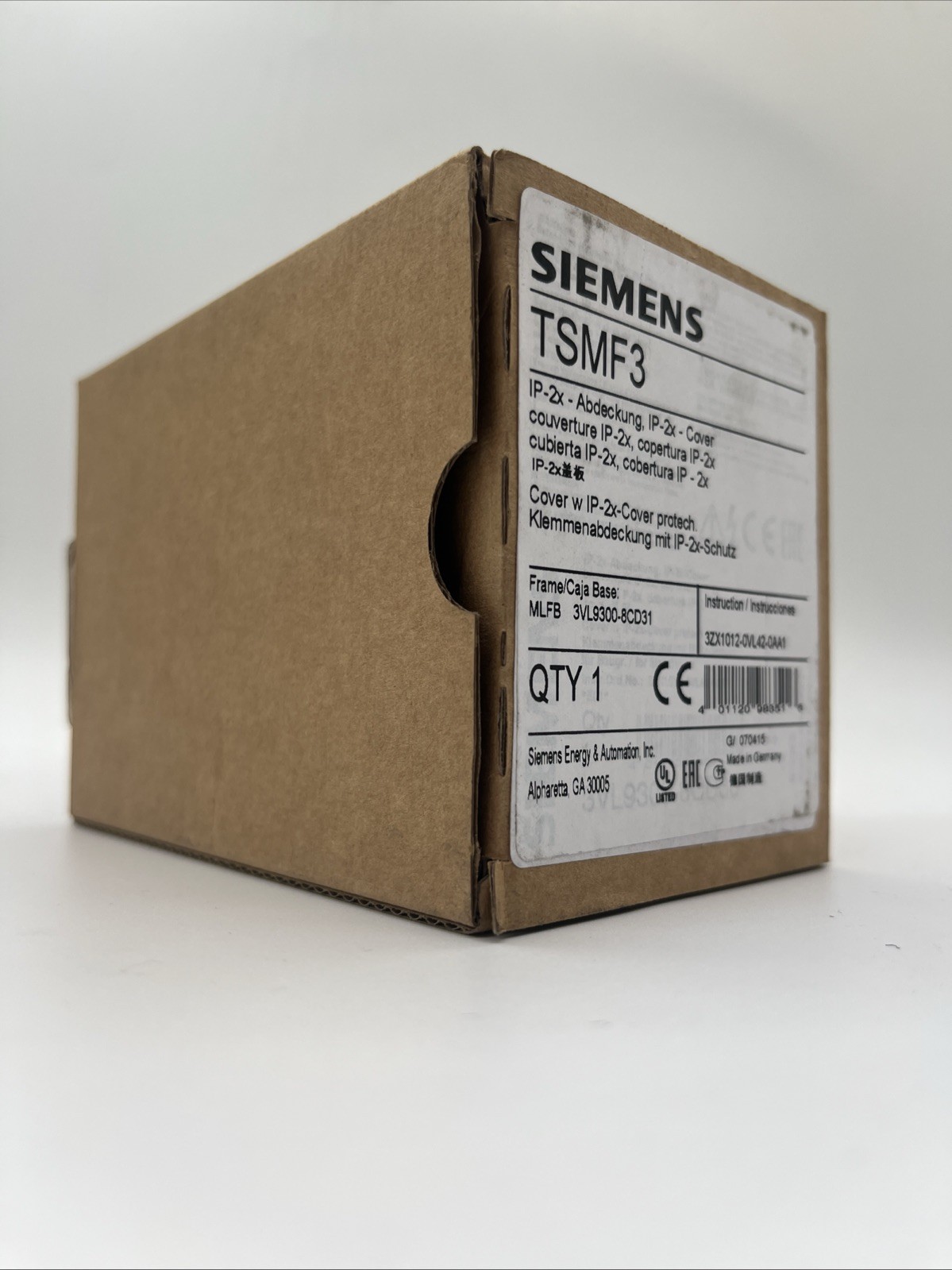 Siemens TSMF3 IP2X terminal cover for SENTRON 3VL (3‑pole) – NEW