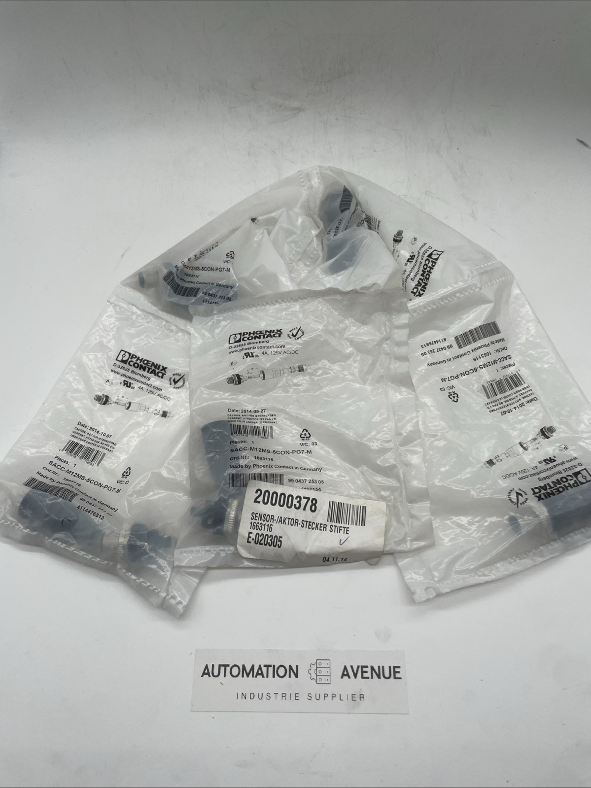 5 pcs Phoenix Contact SACC-M12MS-5CON-PG 7-M – M12 connector 5-pin, straight, Pg7 – NEW