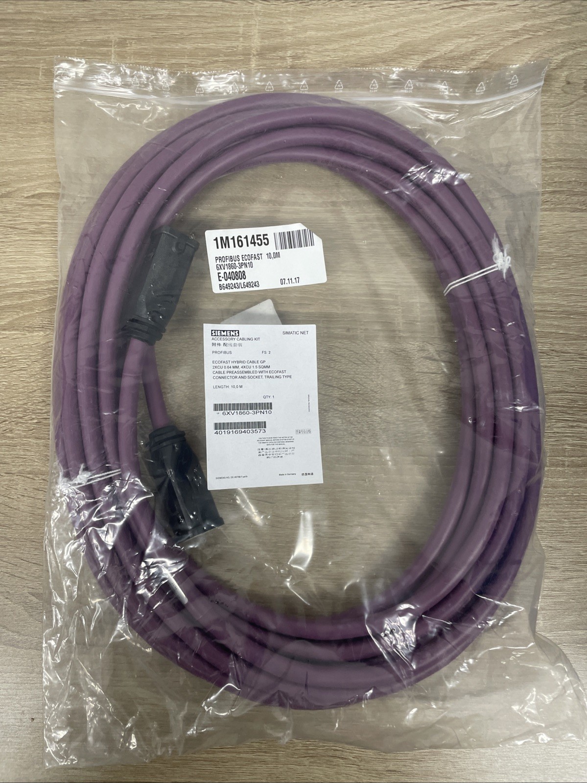 Siemens PROFIBUS ECOFAST Hybrid Cable 6XV1860-3PN10 – 10 m, pre-assembled
