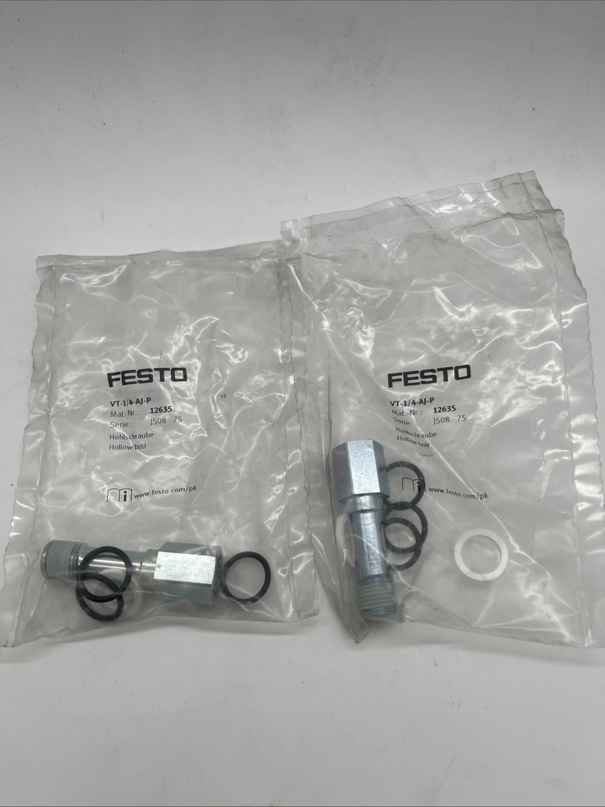Festo Hohlschraube VT-1/4-AJ-P (12635) – Set mit 2 Stück, neu