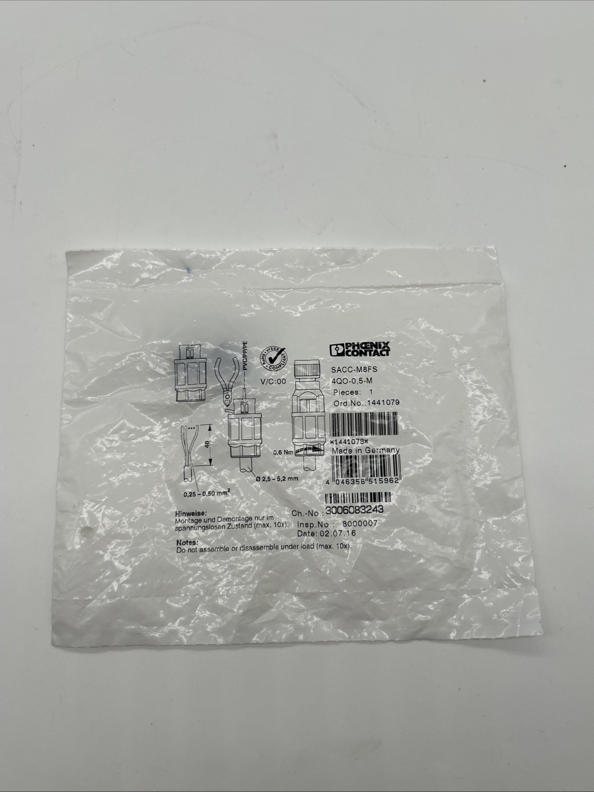 Phoenix Contact SACC-M 8FS-4QO-0.5-M (1441079) – M8 Circular Connector, Socket, 4-pin, QUICKON - Bild 3